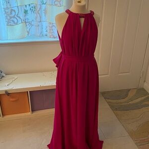 Badgley Mischka Fuchsia Halter Maxi Dress